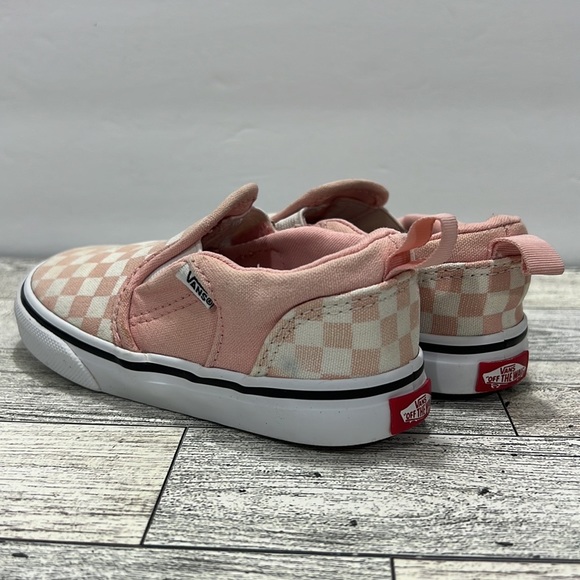 Vans® Asher V Kids' Pink Checkered Shoes slip on - Picture 5 of 16